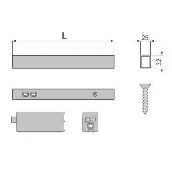 Intermediate wall connection element L245mm black STILI PHOS