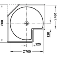 Karuselė 3/4 rato 900x900mm H839-889 chromas su p