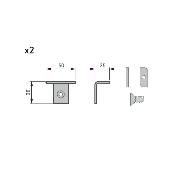 Fixing element for glass shelf L50mm black 2 pcs STILI PHOS
