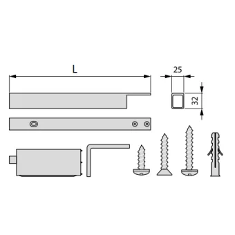 Upper wall connection element L295mm stainless steel STILI PHOS