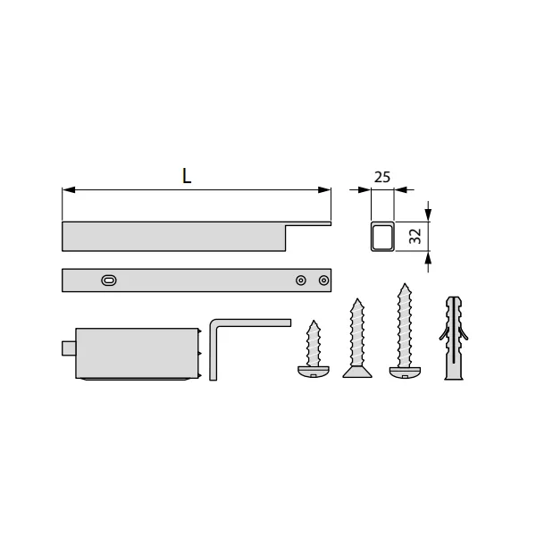 Upper wall connection element L345mm black STILI PHOS