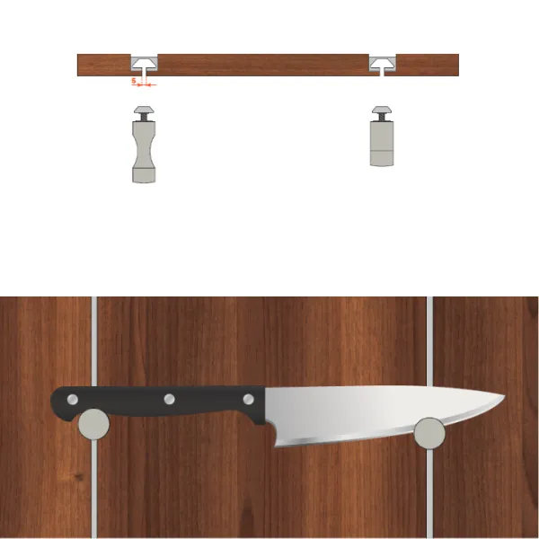 Knives display storage system Pin Knife titanium