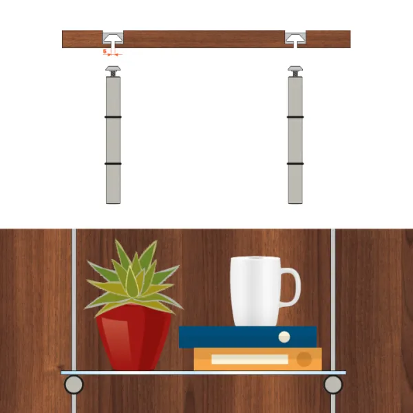 Laikiklis lentynos Pin Shelf titanium
