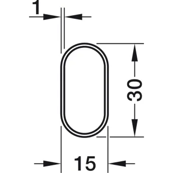 Wardrobe rail OVA, 30x15x1mm, L2500mm, brass plated, clear lacquered