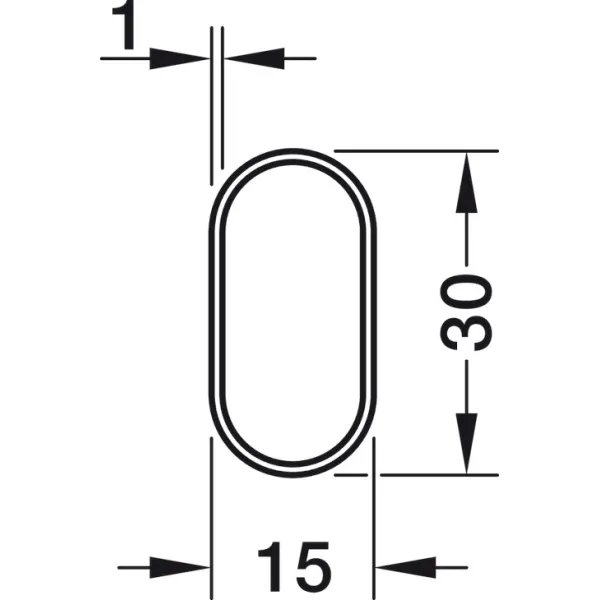 Wardrobe rail OVA, 30x15x1mm, L2500mm, brass plated, clear lacquered