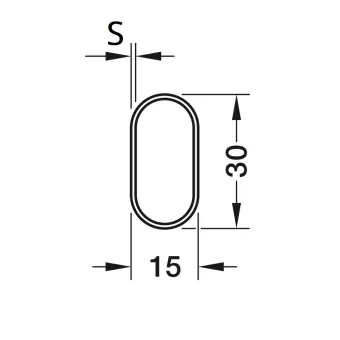 Vamzdis ovalus, 30x15x0,8mm, L1500mm, chromas