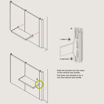 Shelf bracket, lateral, for WALK-IN system, L400mm, brown metal grey MODUS