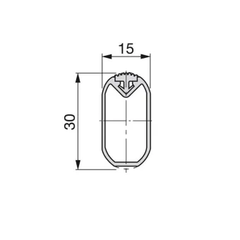 Vamzdis aliuminio ovalus su plastikine apsauga 30x15mm, L2350mm, juoda