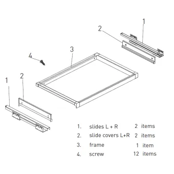 Metal drawer for shoes W800mm with soft closing, white
