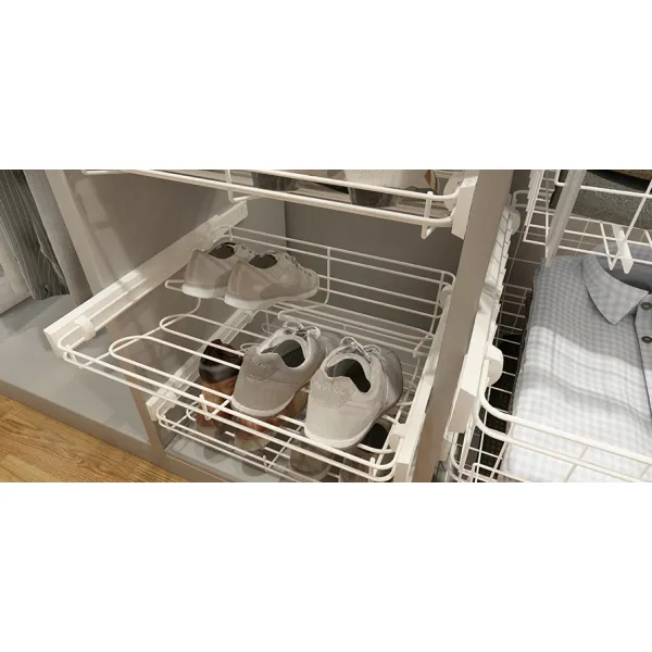 Pull out shoes rack W900mm with soft closing, white