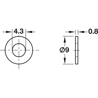 Tarpinė stiklui 4,3x9x0,8mm, plastikas