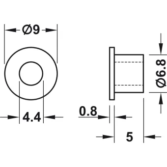 Tarpinė stiklui 4,4x9x5,8mm, plastikas