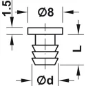 Amortizatorius įkalamas Ø6mm, 1,5mm, skaidri