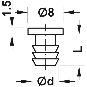 Door buffer, for push fitting into drill holes Ø6mm