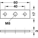 Plokštelė prisukama M8 60x17mm