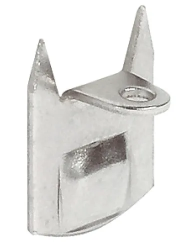 Angled striking plate, for furniture bolt, with ridge and teeth