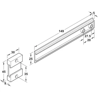 Follower hinge, For connecting the built-in refrigerator door with the pre-mounted furniture door