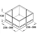 Food storage container insert, for front pull-outs and internal drawer boxes with railing