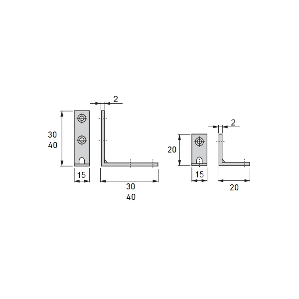 Chair bracket, zinc-plated, 20x20mm