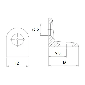 Chair bracket, zinc-plated, 16x16mm