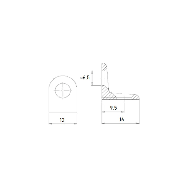 Chair bracket, zinc-plated, 16x16mm