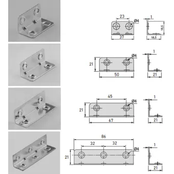 Chair bracket, zinc-plated, 37x19x19mm