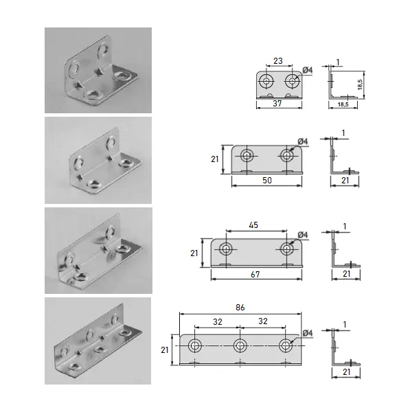 Chair bracket, zinc-plated, 37x19x19mm