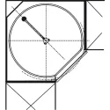 Three quarter circle carousel fitting, For corner cabinet, with 90° doors