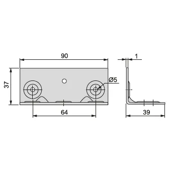 Chair bracket, zinc-plated, 90x39x37mm