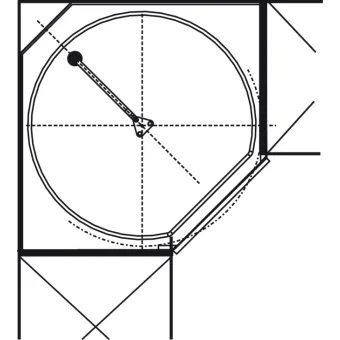 Three quarter circle carousel fitting, For corner cabinet, with 90° doors