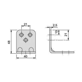 Chair bracket, zinc-plated, 48x48x40mm