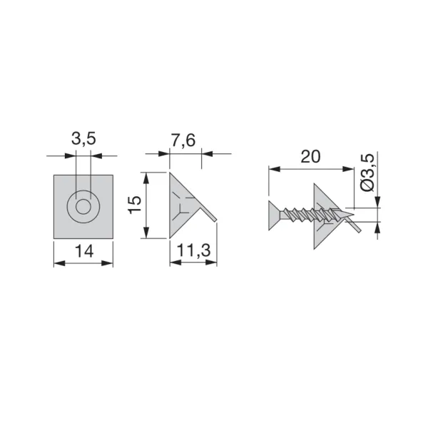 Corner connector, for furniture backside, white