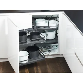 Pivoting extension fitting, corner cabinet pivoting extension fitting