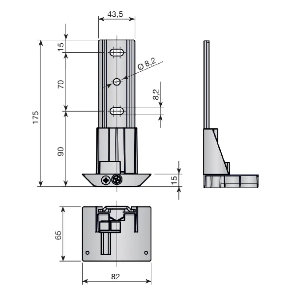Laikiklis apatinis 32mm, pakabinimo elementui ATLAS