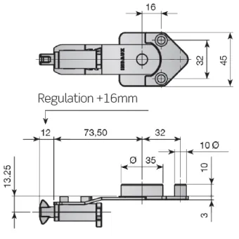 Upper back support fitting, zinc-plated, for ATLAS hanging system