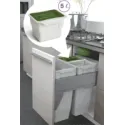 Wastebin, mounts to cabinet side or facade, with lid, 5l gray/green