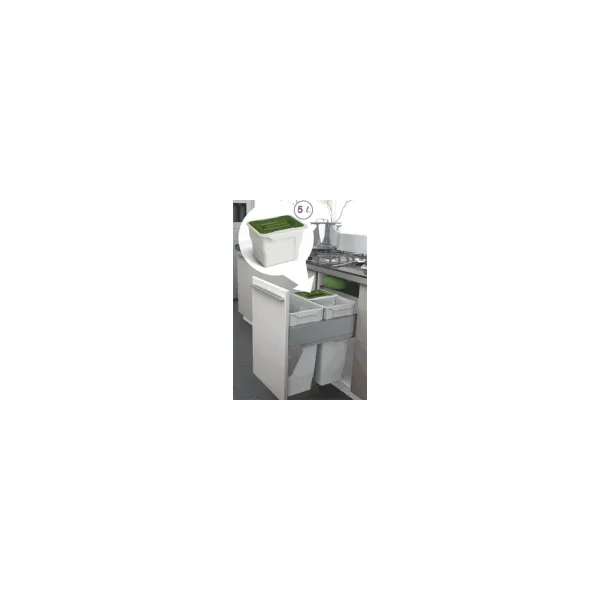 Wastebin, mounts to cabinet side or facade, with lid, 5l gray/green