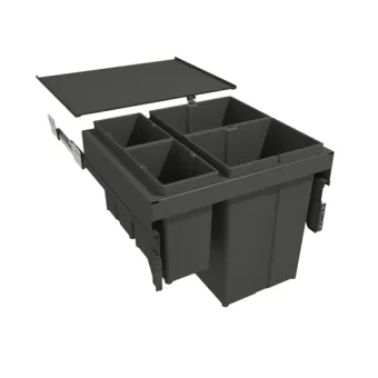 Pull-out wastebin 580EVO Line, W600mm, Ø502mm, H485mm, 2x8+2x29l, orion grey