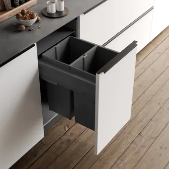 Pull-out wastebin 580EVO Line, W600mm, Ø502mm, H529mm, 2x40l, orion grey