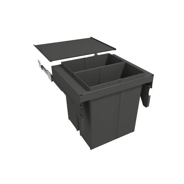 Pull-out wastebin 580EVO Line, W600mm, G502mm, H529mm, 2x40l, orion grey