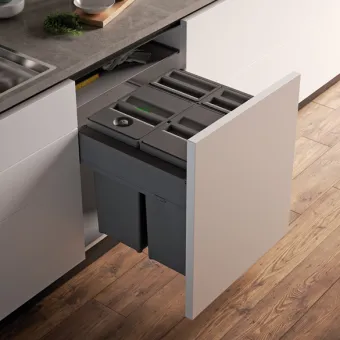 Pull-out wastebin 580PLUS Line, W600mm, Ø502mm, H368mm, 2x30l, orion grey