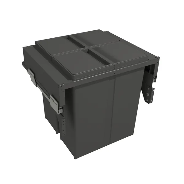 Pull-out wastebin 580PLUS Line, W600mm, Ø502mm, H368mm, 2x30l, orion grey