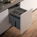Pull-out wastebin 580PLUS Line, W600mm, Ø502mm, H463mm, 2x8+2x29l, orion grey