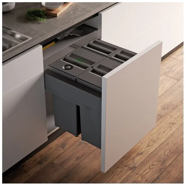 Šiukšliadėžė ištraukiama 580PLUS Line P600mm, Ø502mm, H463mm, 2x8+2x29l, antracitas