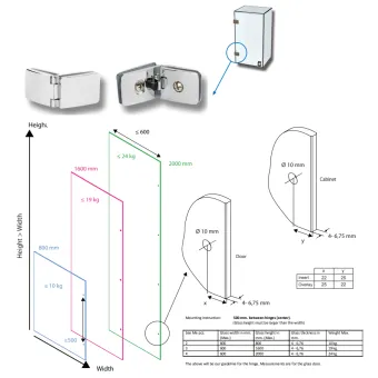 Hinge for glass universal SEE ME intermediate matt chrome
