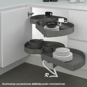 Mechanizmas kampinis Combi's 2 Ikona/Hyper, 600mm, dešinė, antracitas