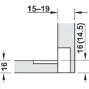 Flap hinge 90° Plano-Medial, zinc alloy/plastic, chrome plated/white