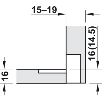 Flap hinge 90° Plano-Medial, zinc alloy/plastic, chrome plated/white