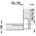Flap hinge 90° Plano-Medial, zinc alloy/plastic, chrome plated/white