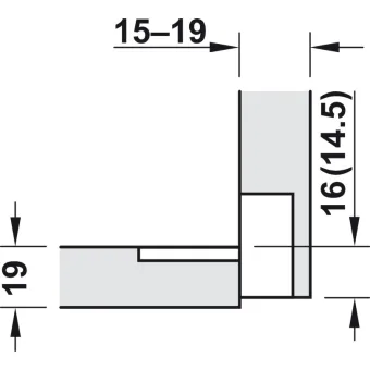 Flap hinge 90° Plano-Medial, zinc alloy/plastic, chrome plated/white